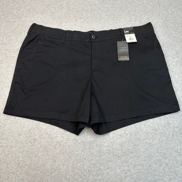 Lee Chino Short WMNS 26W(2) Unionall Black Mid Rise Ultra Soft Waistband Stretch - Picture 1 of 11